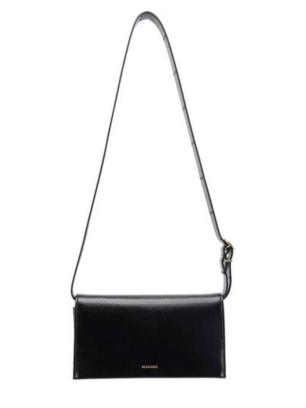 Logo Print Leather Shoulder Bag Black - JIL SANDER - BALAAN 1