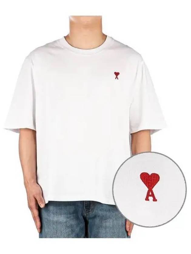 Small Heart Logo Boxy Fit Short Sleeve T-Shirt White - AMI - BALAAN 2