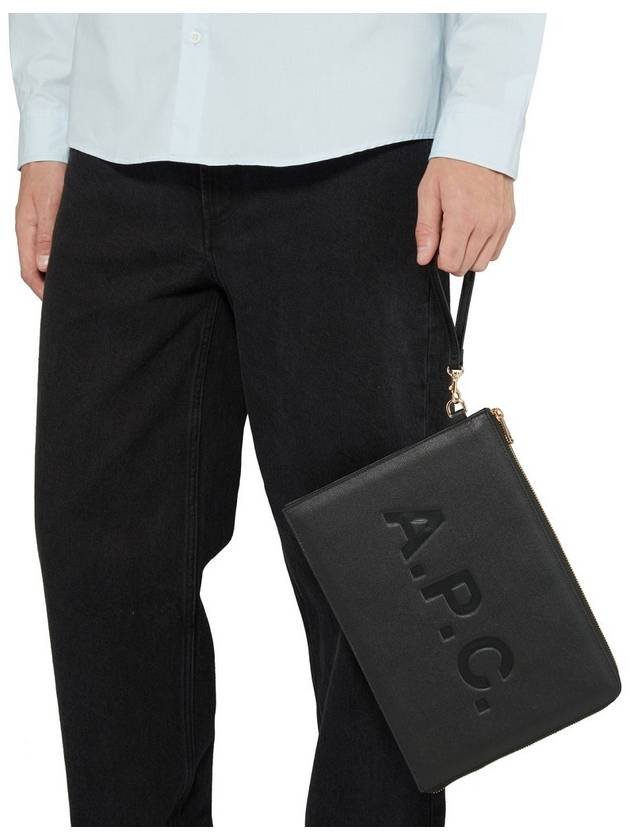 Men s Market Tablet Logo Clutch Bag Black PUABL M63567 - A.P.C. - BALAAN 2