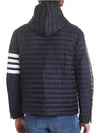 Matte Nylon 4-Bar Stripe Downfill Quilted Hoodie Padding Navy - THOM BROWNE - BALAAN 3