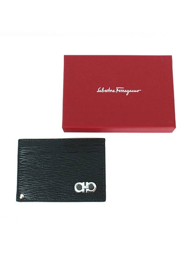 Double Gancini Leather Card Wallet Black - SALVATORE FERRAGAMO - BALAAN 5