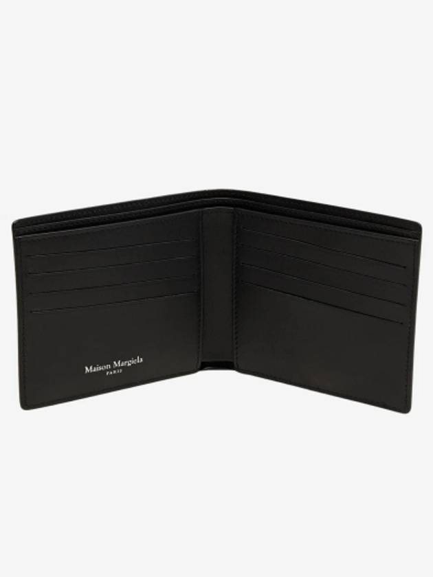 Stitched Bifold Leather Half Wallet Black - MAISON MARGIELA - BALAAN 3