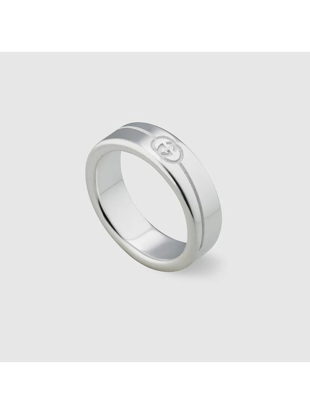 Diagonal Interlocking G Ring Silver - GUCCI - BALAAN 3