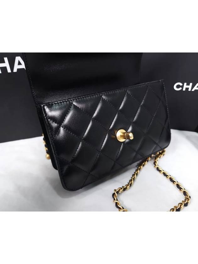 Chain Mini Flap Calfskin Cross Bag Black - CHANEL - BALAAN 7