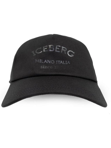 Iceberg Cap With Logo, Men's, Black - ICEBERG - BALAAN 1