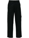 Regular Fit Cargo Cotton Canvas Straight Pants Black - STONE ISLAND - BALAAN 2