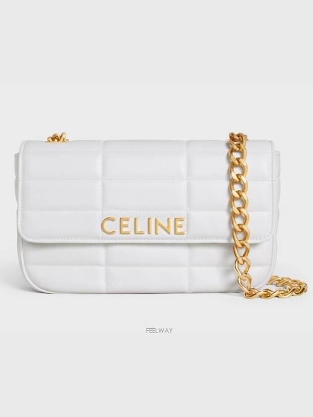 Monochrome Matelasse Quilted Calfskin Chain Shoulder Bag White - CELINE - BALAAN 2