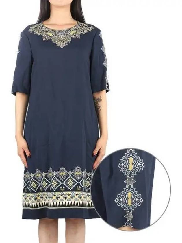 Geometric Pattern Tunic Midi Dress Navy - ETRO - BALAAN 2