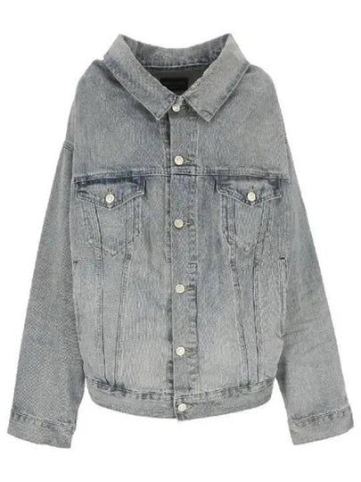 Off-Shoulder Denim Jacket Blue - BALENCIAGA - BALAAN 2