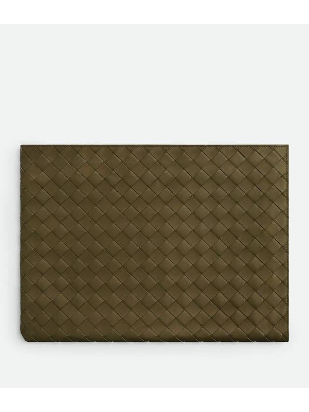 Intrecciato Half-Zip Clutch Bag Green - BOTTEGA VENETA - BALAAN 2