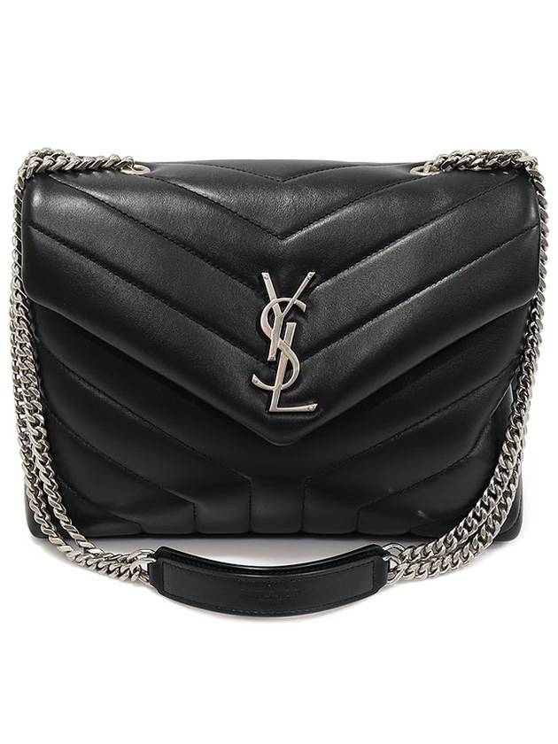 494699 Black Y Quilted Calfskin Matelasse Silver Chain Lulu Small Shoulder Bag - SAINT LAURENT - BALAAN 1