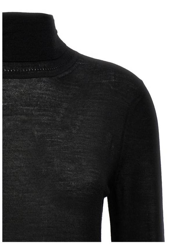 Cassandre Wool Turtle Neck Black - SAINT LAURENT - BALAAN 4