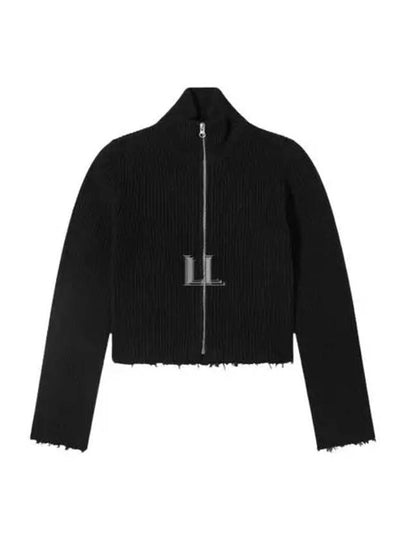 Ribbed Zipper Cotton Cardigan Black - MAISON MARGIELA - BALAAN 2