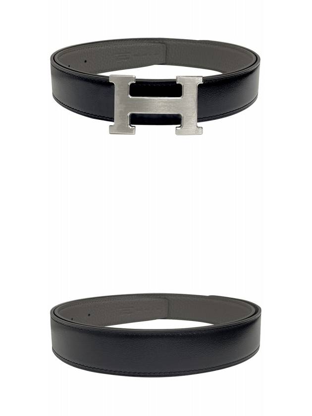 H Buckle 32MM Reversible Leather Belt Noir Etain - HERMES - BALAAN 5