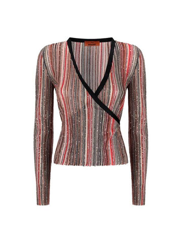 SWEATER WITH V-NECK VERTICAL STRIPES AND SEQUINS - MISSONI - BALAAN 1