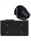 Pebble Leather Stitch Logo Zipper Card Wallet Black - MAISON MARGIELA - BALAAN 3