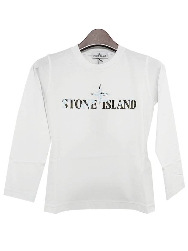 Kids Logo Long Sleeve T-Shirt White - STONE ISLAND - BALAAN 3