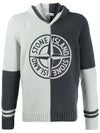 Embroidered Logo Wool Hoodie Knit Top Grey - STONE ISLAND - BALAAN 3