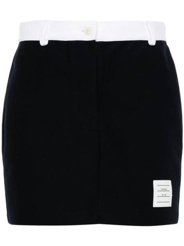 Tech Twill Mini H Line Skirt Navy - THOM BROWNE - BALAAN 1