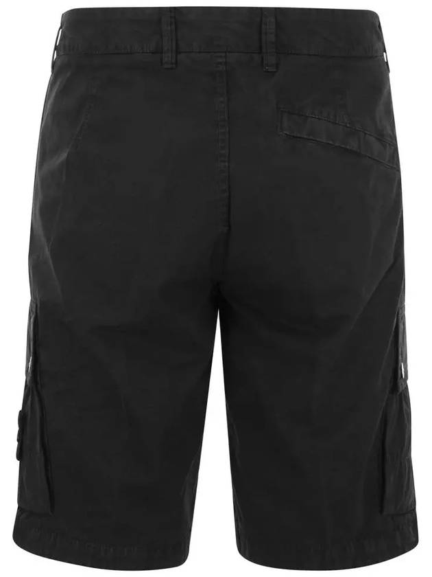 Logo Cotton Slim Cargo Shorts Black - STONE ISLAND - BALAAN 4