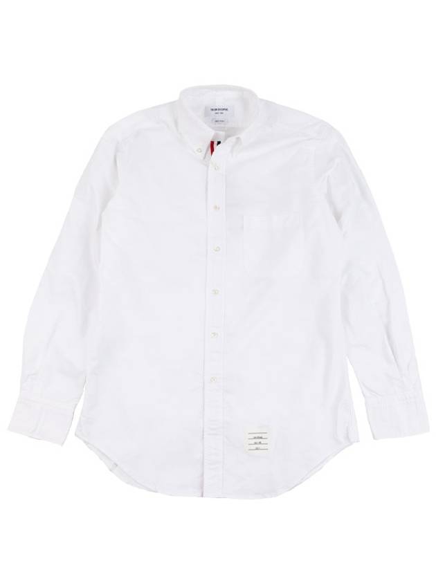 Men's Logo Patch Classic Cotton Long-Sleeve Shirt White - THOM BROWNE - BALAAN 2