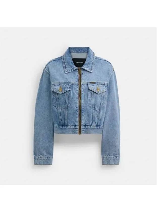 Denim cropped jacket in organic cotton CS109 BLU - COACH - BALAAN 1