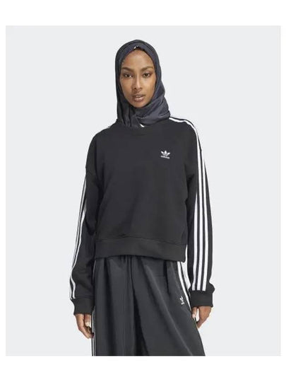 Crew Neck 3 Stripe Sweatshirt Black - ADIDAS - BALAAN 2