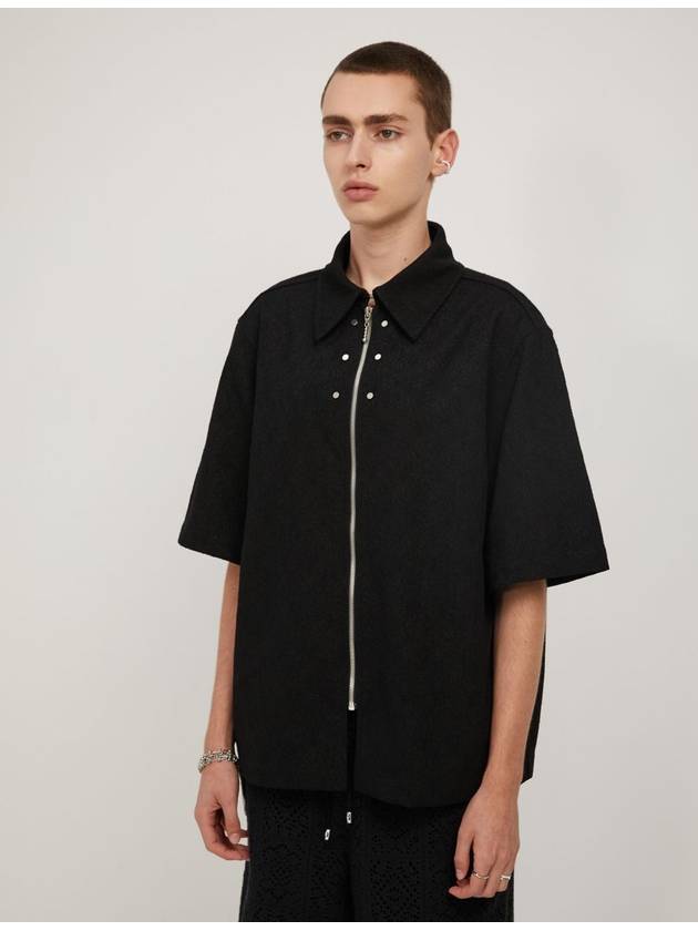 Jacquard Zip-up Short Sleeve Shirt Black - MONTSENU - BALAAN 6