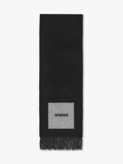 Logo Detail Fringe Muffler Black - JACQUEMUS - BALAAN 2