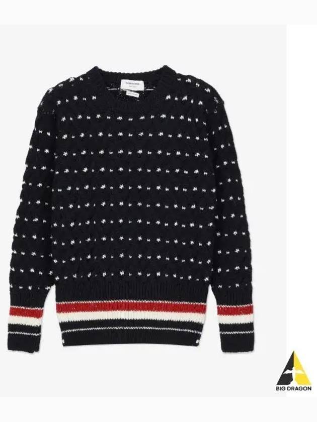 Wool Mohair Long Sleeve Knit Top Navy - THOM BROWNE - BALAAN 2