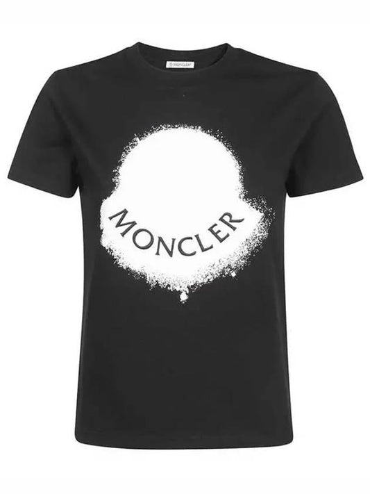 Women's Logo Print Short Sleeve T-Shirt Black - MONCLER - BALAAN.