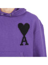 Big Heart Logo Wool Hoodie Purple - AMI - BALAAN 9