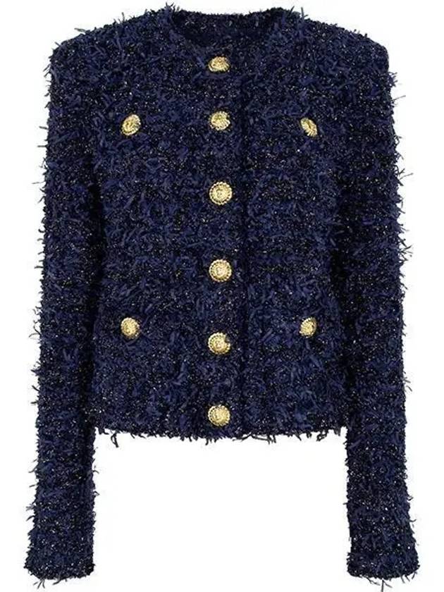 Burton Tweed Crop Jacket Navy - BALMAIN - BALAAN 2