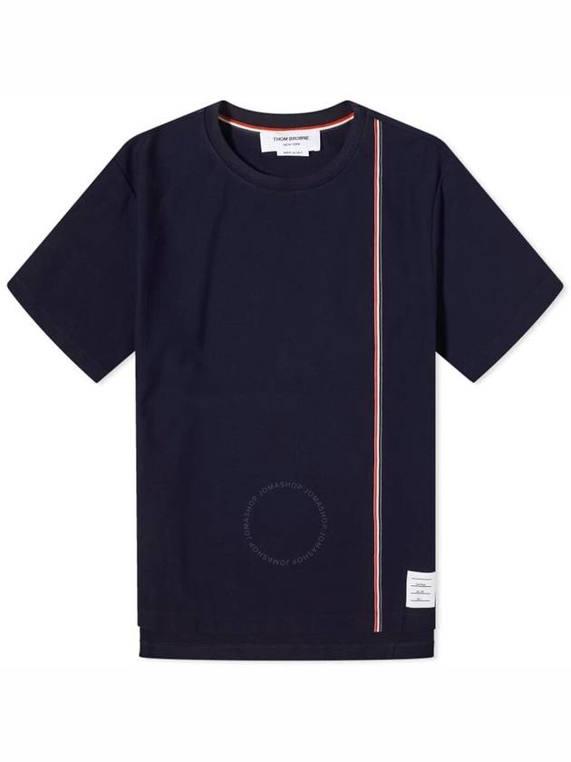 RWB Stripe Cotton Short Sleeve T-shirt Navy - THOM BROWNE - BALAAN 2