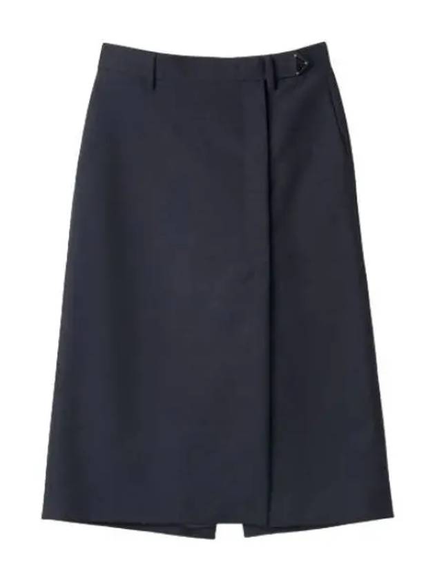 Triangle Logo Midi Skirt Blue Women s - PRADA - BALAAN 1