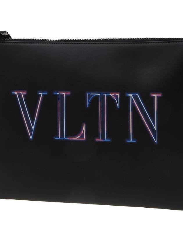 VLTN Neon Logo Clutch Bag Black - VALENTINO - BALAAN.