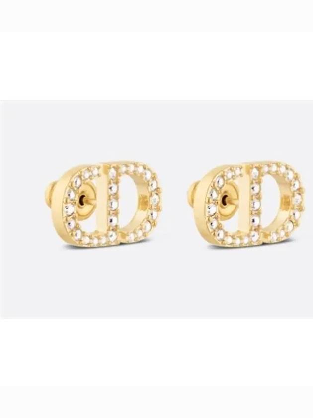 Petit CD Stud Crystal Earrings Gold - DIOR - BALAAN 3