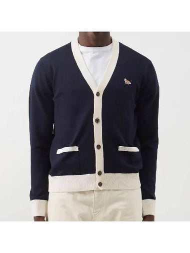 Maison Kitsune Fox Fox Patch Noncolor Wool Cardigan Navy HU00542KT 1036 - MAISON KITSUNE - BALAAN 1