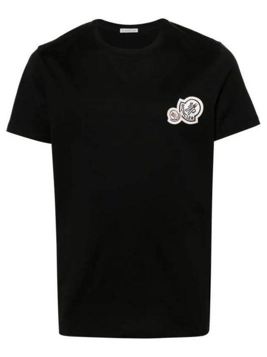 Double Logo Patch Short Sleeve T-shirt Black - MONCLER - BALAAN 2