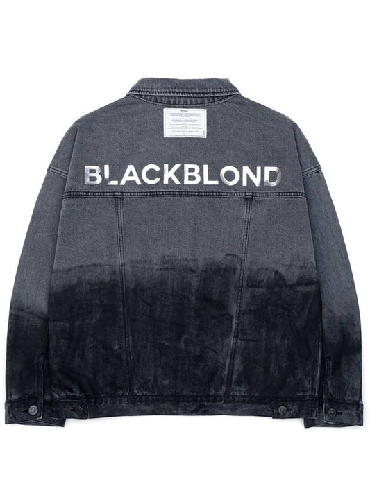 BBD Smoke Painted Custom Denim Jacket Dark Gray - BLACKBLOND - BALAAN 2