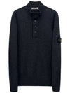 High Neck Half Button Lambswool Knit Top Charcoal - STONE ISLAND - BALAAN 2