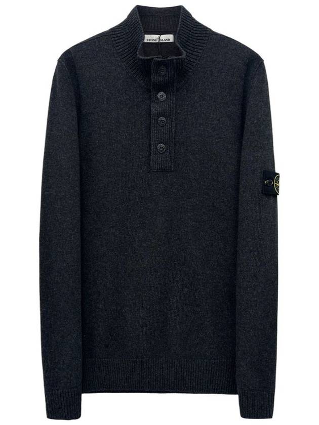 High Neck Half Button Lambswool Knit Top Charcoal - STONE ISLAND - BALAAN 2