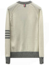 V-Neck 4-Bar Wool Cardigan White - THOM BROWNE - BALAAN 3