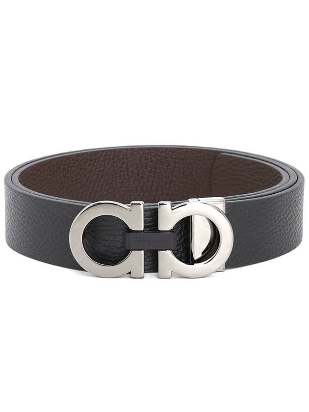 Reversible Gancini Belt Black Hickory - SALVATORE FERRAGAMO - BALAAN 2