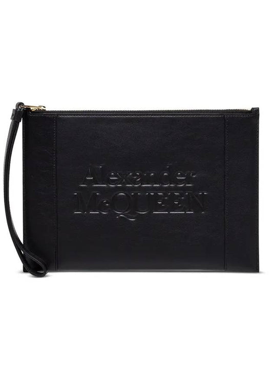 Zipper Signature Leather Clutch Bag Black - ALEXANDER MCQUEEN - BALAAN 1