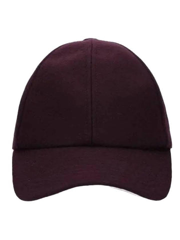 Women's Logo Patch Wool Signature Ball Cap Burgundy - COURREGES - BALAAN 1