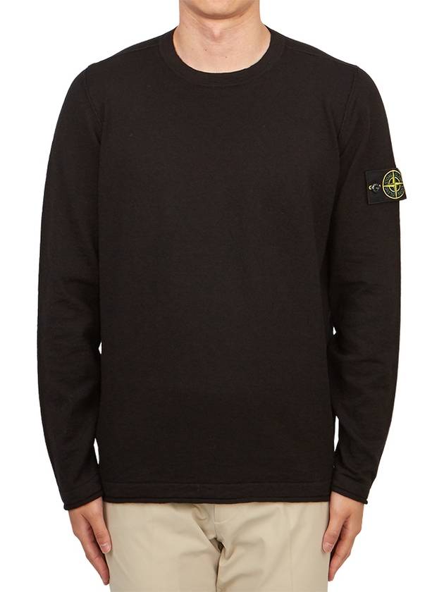 Compass Badge Ribbed Cotton Knit Top Black - STONE ISLAND - BALAAN 2