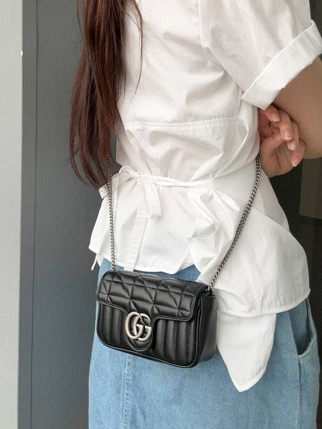 GG Marmont Silver Hardware Super Mini Bag Black - GUCCI - BALAAN 4