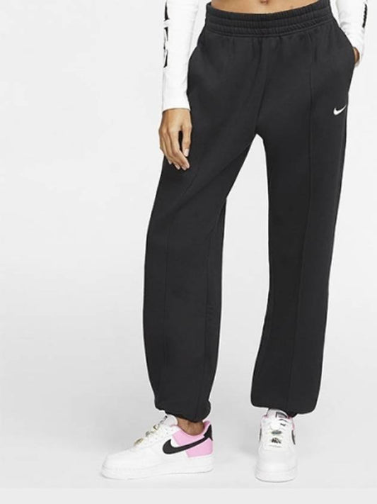 Women's Essential Mid-Rise Fleece Track Pants Black - NIKE - BALAAN 2