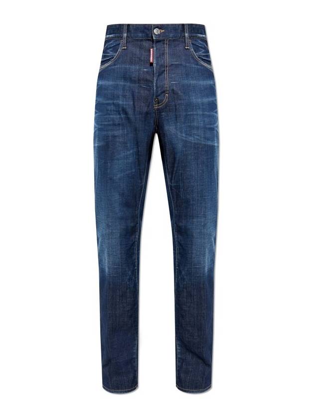 Logo Patch Straight Jeans Navy - DSQUARED2 - BALAAN 1